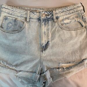 PacSun Light Wash Distressed Mom Shorts